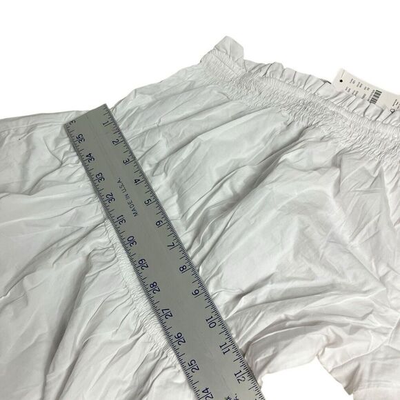 J. Crew Women’s XS White Smocked Cotton Poplin One Shoulder Dress BR403 Pockets - Picture 7 of 12